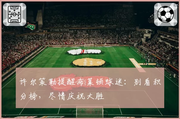 许尔策勒提醒布莱顿球迷：别看积分榜，尽情庆祝大胜